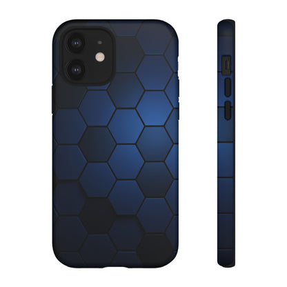 Blue Hexagon Gradient Phone Case | Honeycomb Geometric Tech Aesthetic | Minimalist Tough Case for iPhone & Samsung