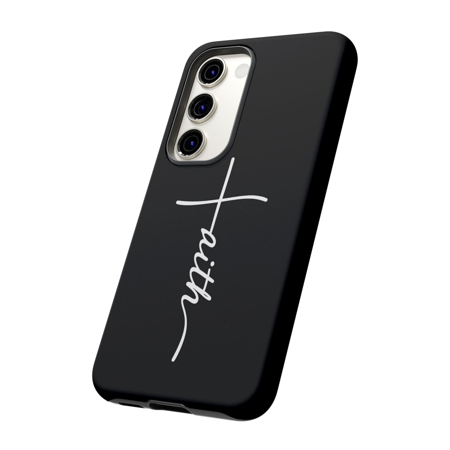 Faith Cross Phone Case, Christian Aesthetic Minimalist Black Matte Case, Religious Gift iPhone Samsung Cover