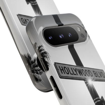 Hollywood Blvd Phone Case | Vintage Los Angeles Street Sign | Black & White LA Aesthetic