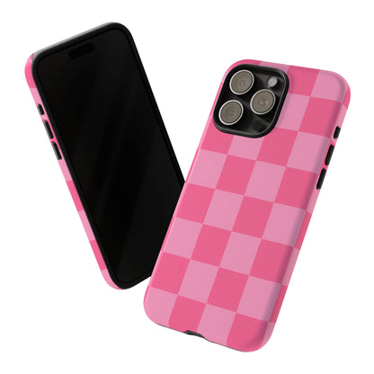 Pink Checkerboard Phone Case | Cute Aesthetic Checkered iPhone & Samsung Tough Case