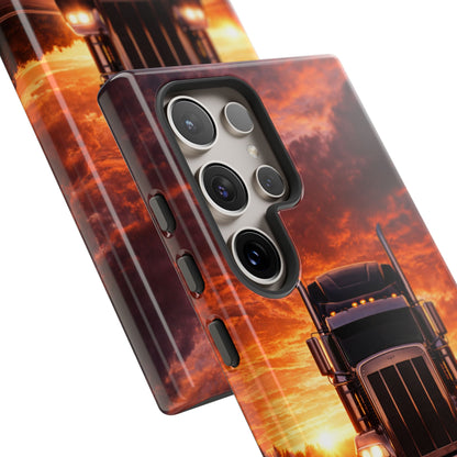Big Rig Truck Phone Case Sunset Highway Semi Truck iPhone Samsung Cover