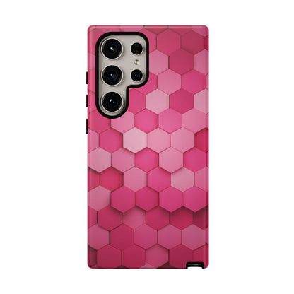 Hot Pink Hexagon Phone Case | Honeycomb Geometric Aesthetic | Cute Pink iPhone & Samsung Tough Protective Case