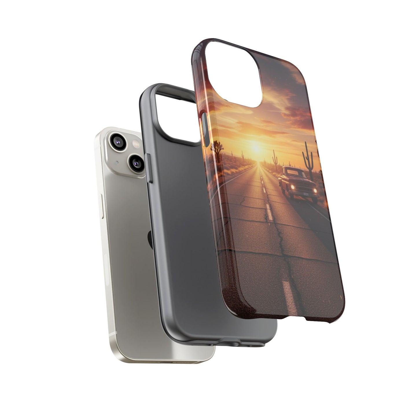 Route 66 Sunset Desert Highway Phone Case – Road Trip Travel Aesthetic Tough Case