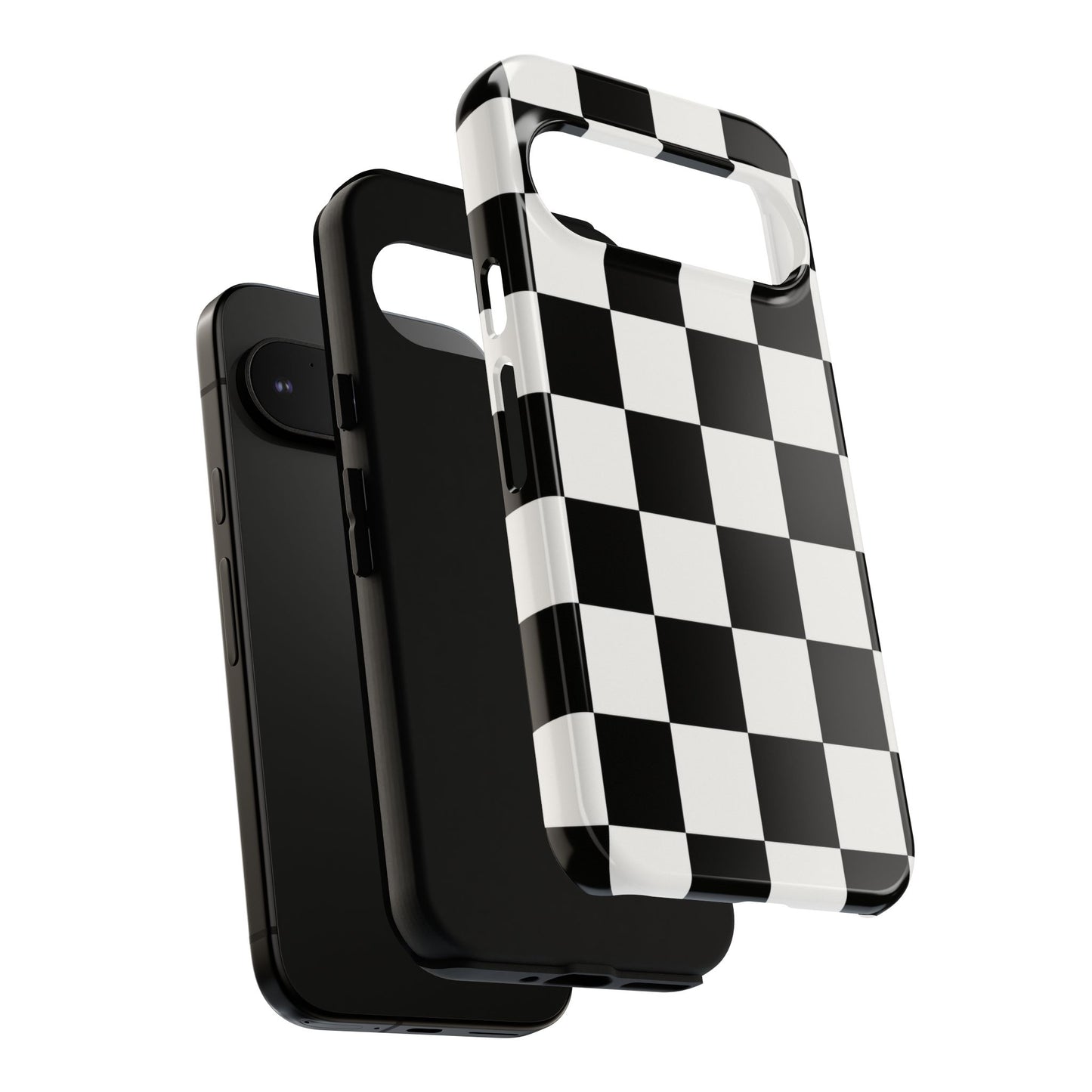Black & White Checkerboard Phone Case – Classic Aesthetic Tough Protective Case