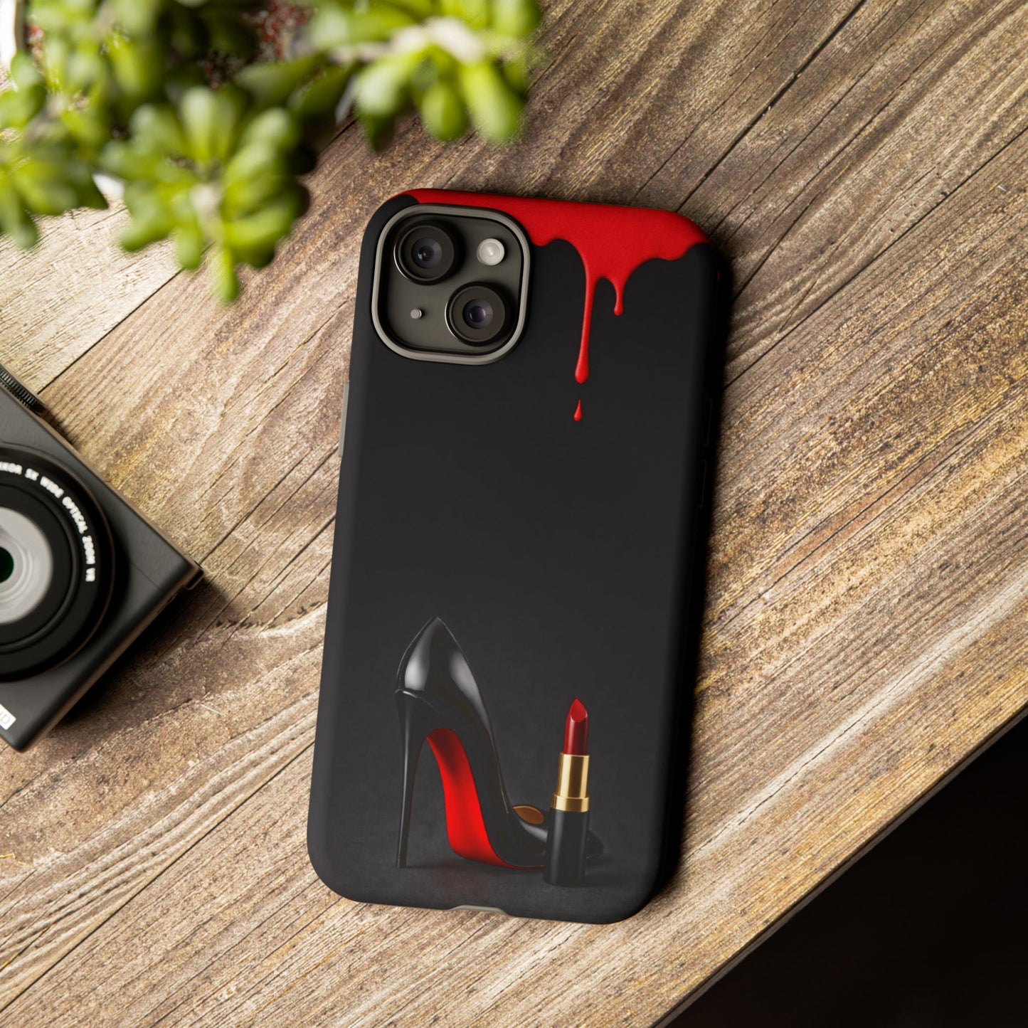 Dark Feminine Red Drip Phone Case – Gothic Glam Tough Cover