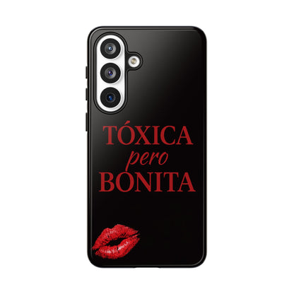 Toxica Pero Bonita Phone Case, Latina Quote Case, Red Lips Aesthetic, Spanish Saying Case, Trendy Tough Cover