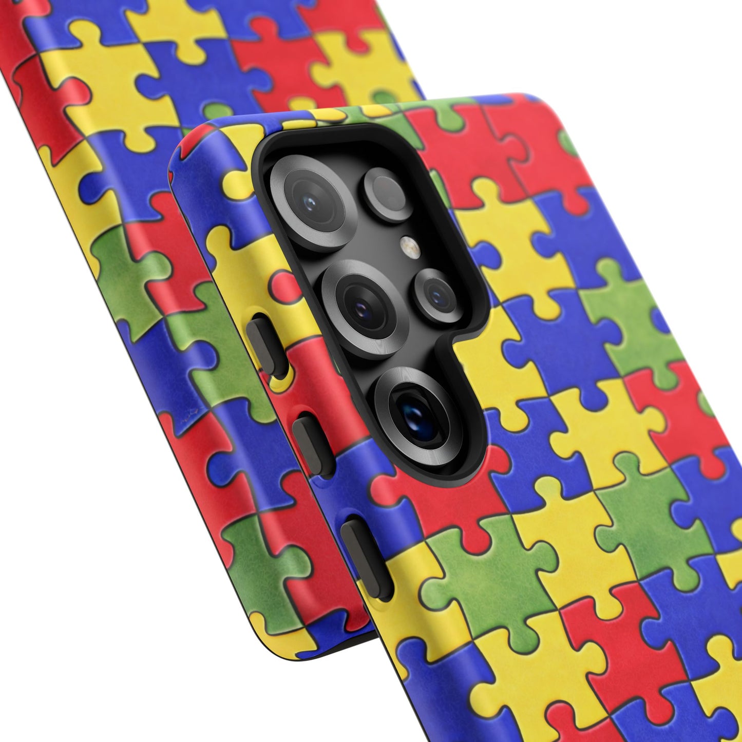 Colorful Puzzle Phone Case, Autism Awareness Jigsaw Design, Tough Protective Case, iPhone & Samsung Case, Vibrant Puzzle Pattern