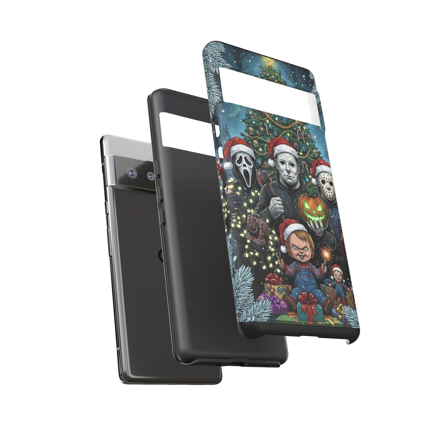 Christmas Horror Phone Case – Festive Slasher Collage Tough Case (iPhone, Samsung, Pixel)