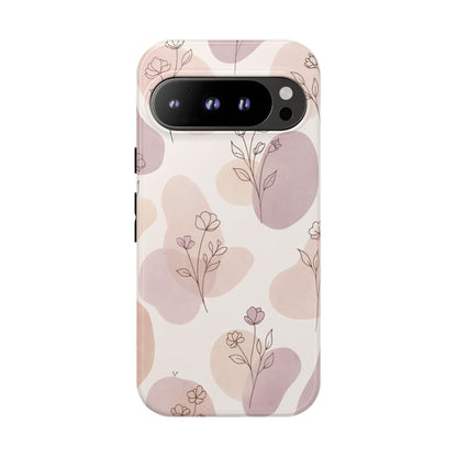 Blush Floral Phone Case Neutral Botanical Watercolor Tough Cover