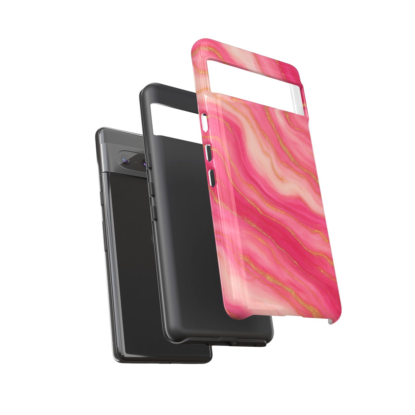 Pink Marble Phone Case | Rose Gold Swirl Aesthetic Tough Protective Case