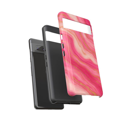 Pink Marble Phone Case | Rose Gold Swirl Aesthetic Tough Protective Case