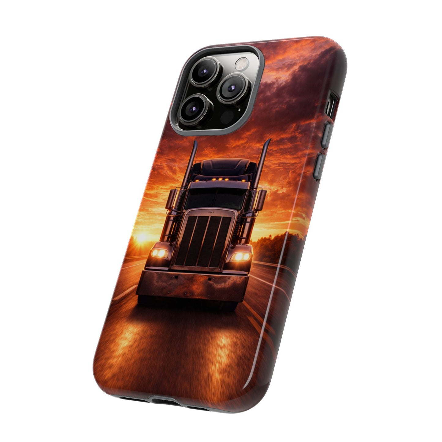 Big Rig Truck Phone Case Sunset Highway Semi Truck iPhone Samsung Cover