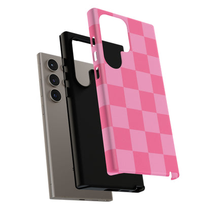 Pink Checkerboard Phone Case | Cute Aesthetic Checkered iPhone & Samsung Tough Case