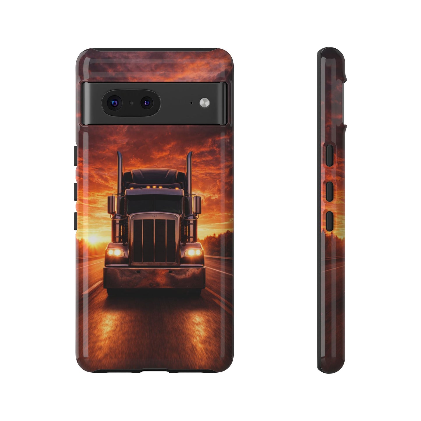 Big Rig Truck Phone Case Sunset Highway Semi Truck iPhone Samsung Cover