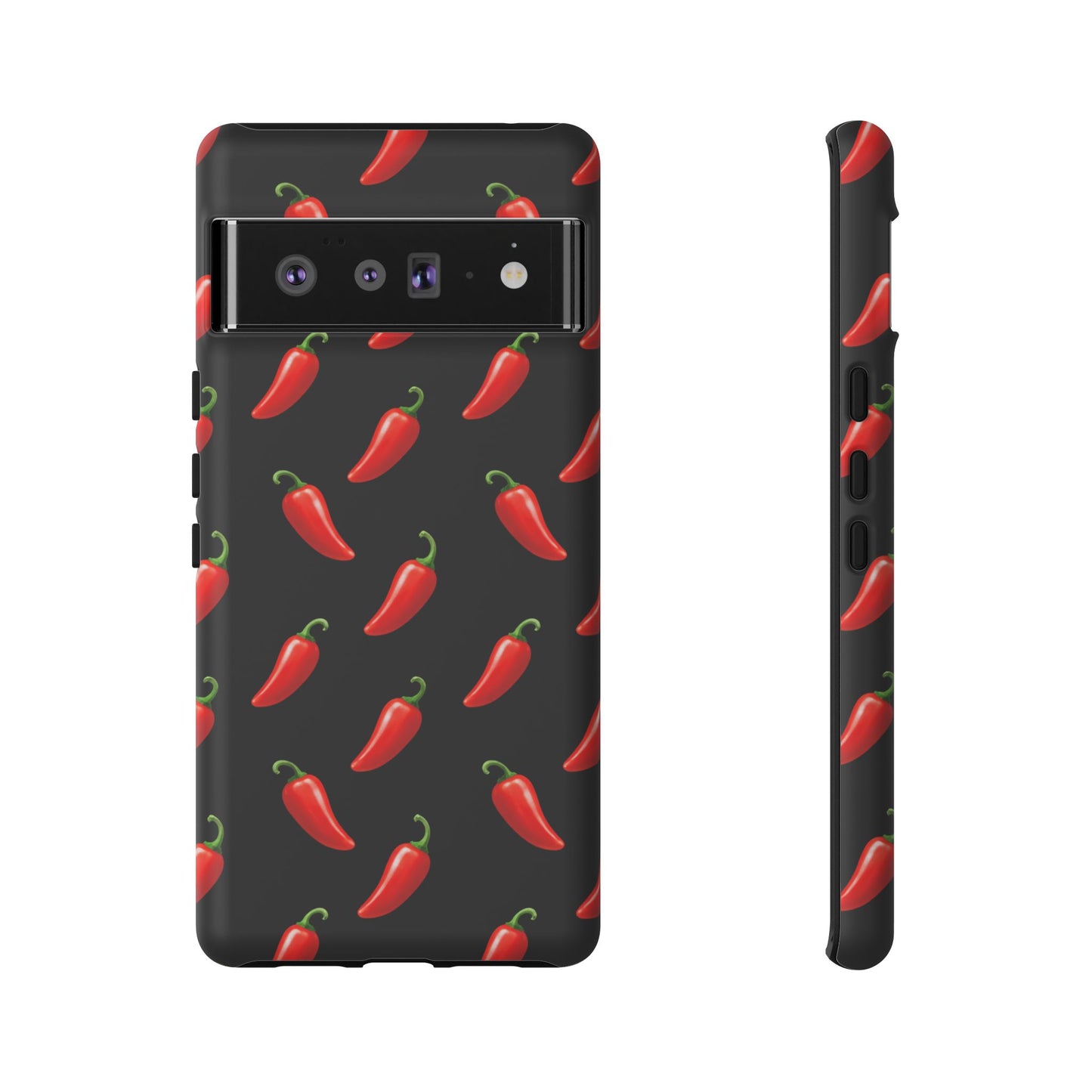 Spicy Chili Pepper Phone Case – Black Cute Hot Pepper Tough Cover for Iphone, Samsung Galaxy and Pixel
