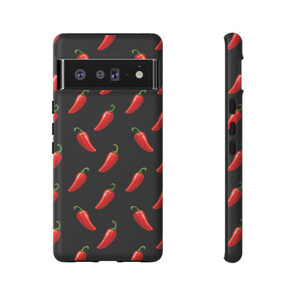 Spicy Chili Pepper Phone Case – Black Cute Hot Pepper Tough Cover for Iphone, Samsung Galaxy and Pixel