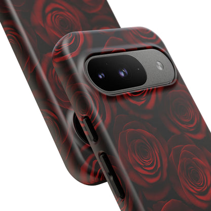 Dark Red Rose Phone Case – Gothic Floral Tough Case (iPhone, Samsung, Pixel)