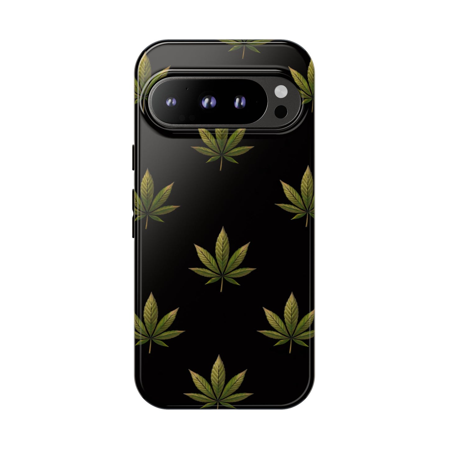 Cannabis Leaf Phone Case Green Weed Leaf Pattern Tough Protective Cover