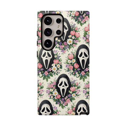 Floral Ghost Face Aesthetic Phone Case – Cute Spooky Tough Cover