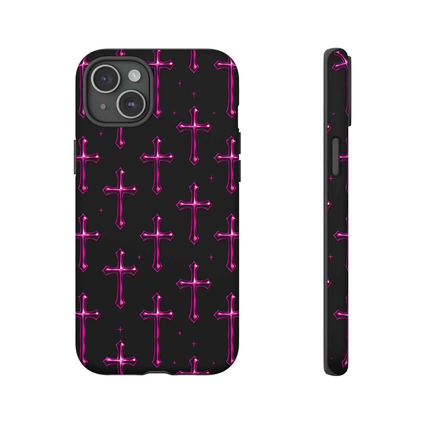Neon Pink Cross Pattern Phone Case | Tough Protective Case for Iphone, Samsung Galaxy and Pixel