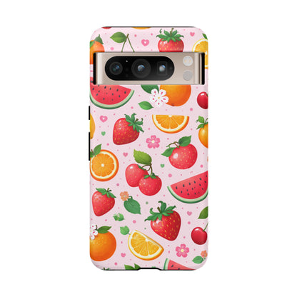 Fruit Phone Case – Tough Shockproof, Strawberry Cherry Citrus Summer Design for Iphone, Samsung Galaxy and Pixel