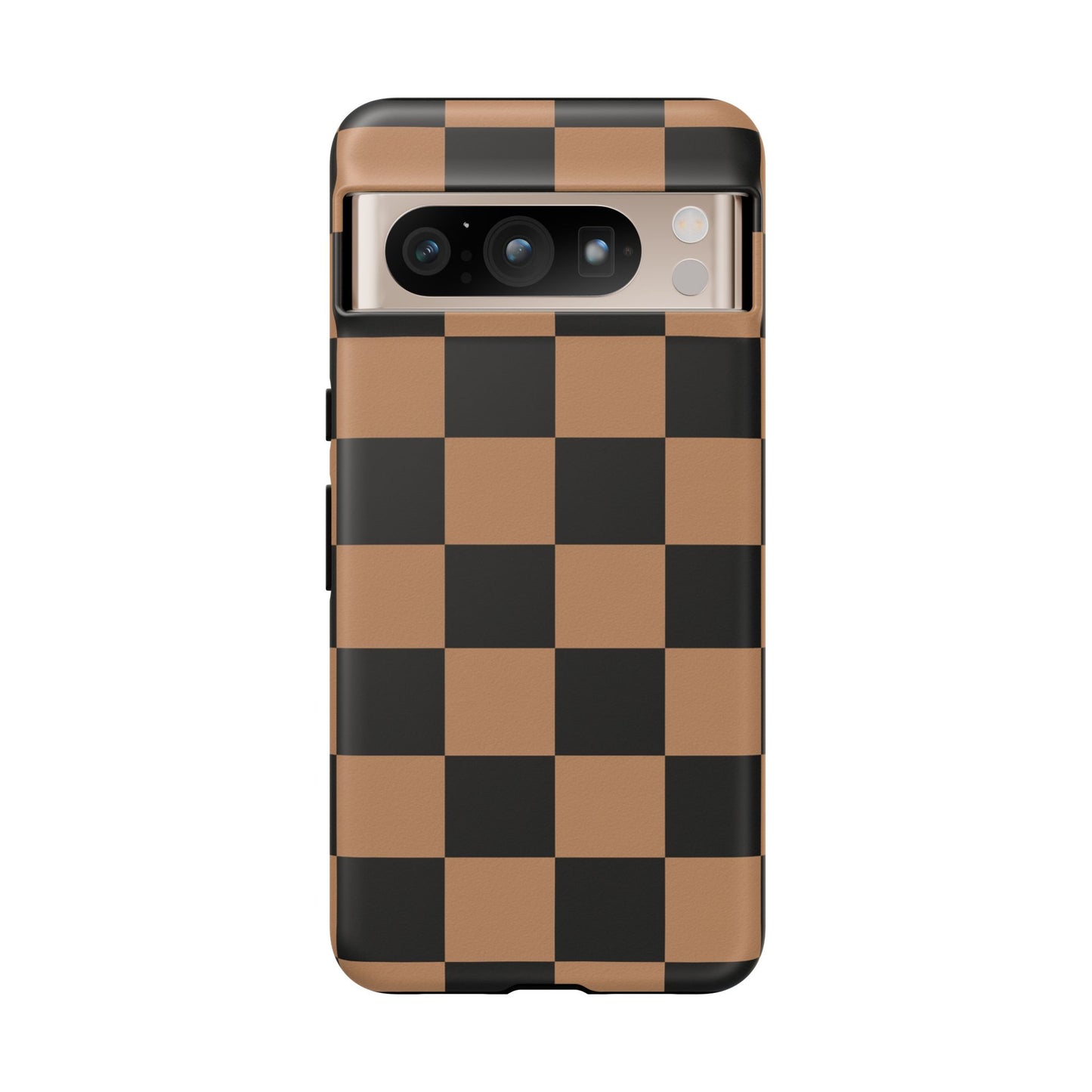 Brown Checkered Phone Case | Aesthetic Checkerboard iPhone & Samsung Tough Case