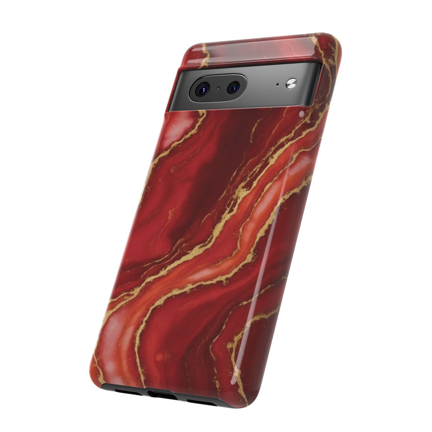 Red Agate Marble Phone Case with Gold Veins – Luxury Tough iPhone & Samsung Case