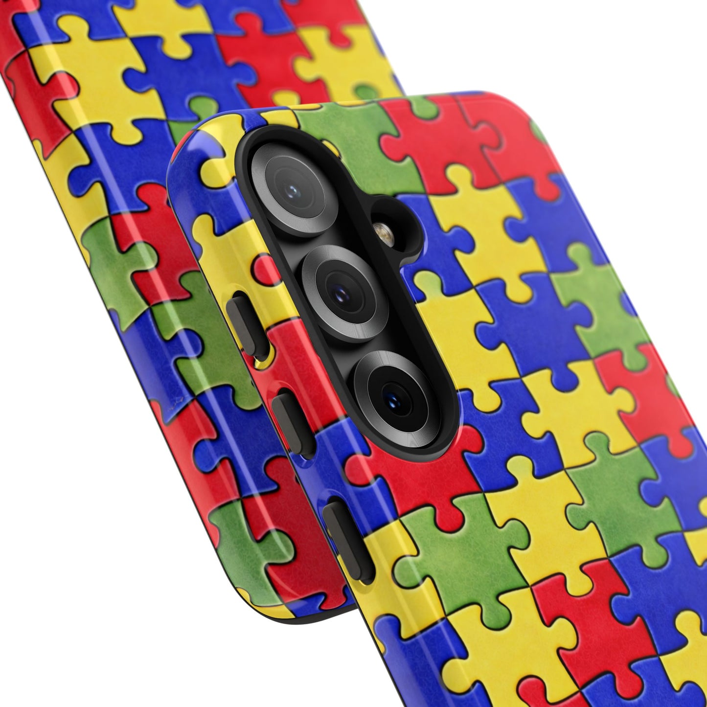 Colorful Puzzle Phone Case, Autism Awareness Jigsaw Design, Tough Protective Case, iPhone & Samsung Case, Vibrant Puzzle Pattern