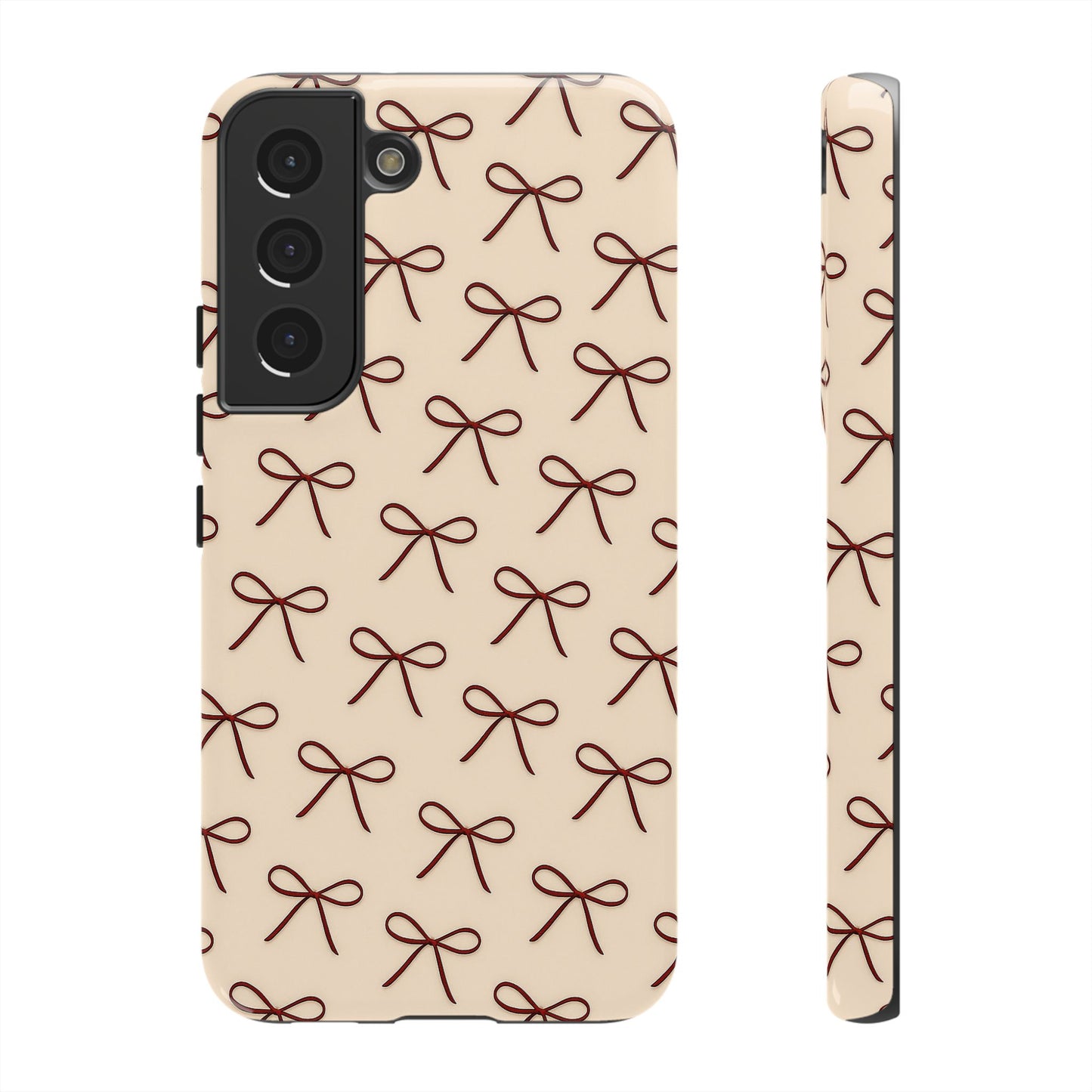 Coquette Bow Phone Case | Neutral Beige Aesthetic iPhone & Samsung Tough Case