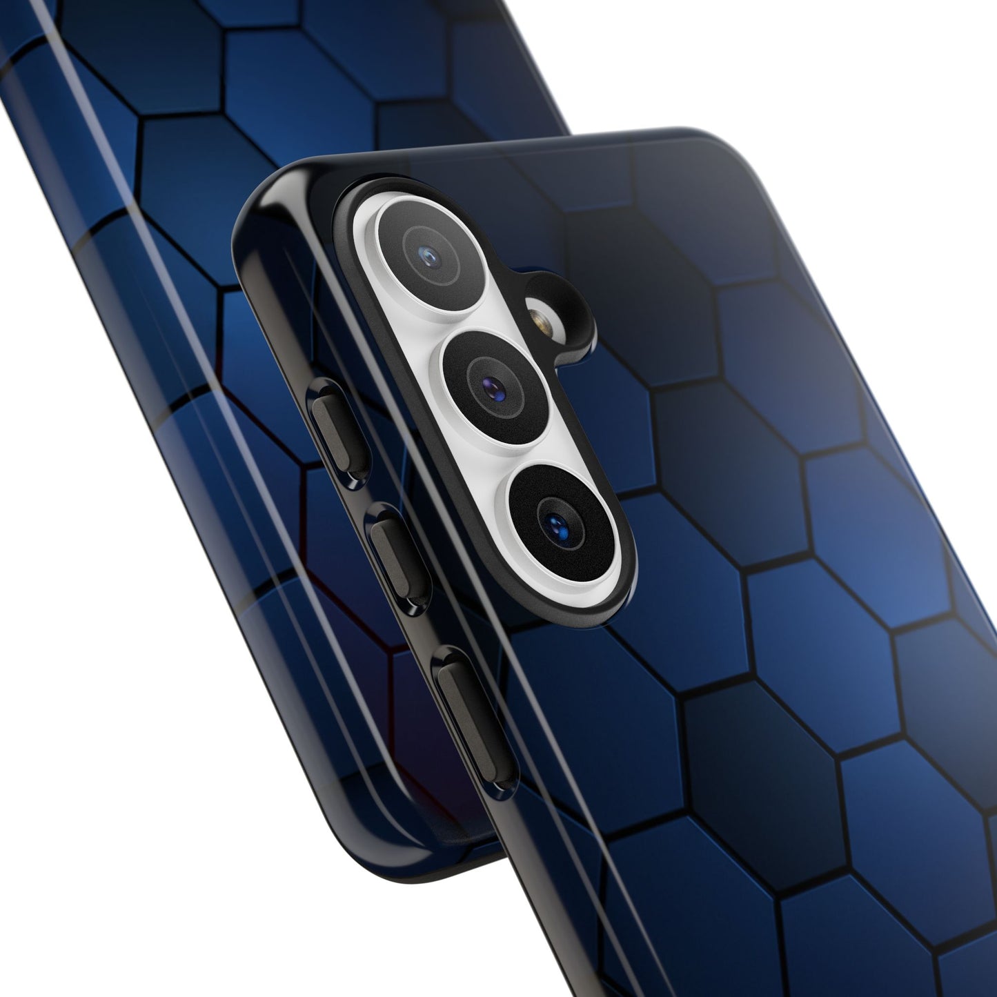 Blue Hexagon Gradient Phone Case | Honeycomb Geometric Tech Aesthetic | Minimalist Tough Case for iPhone & Samsung