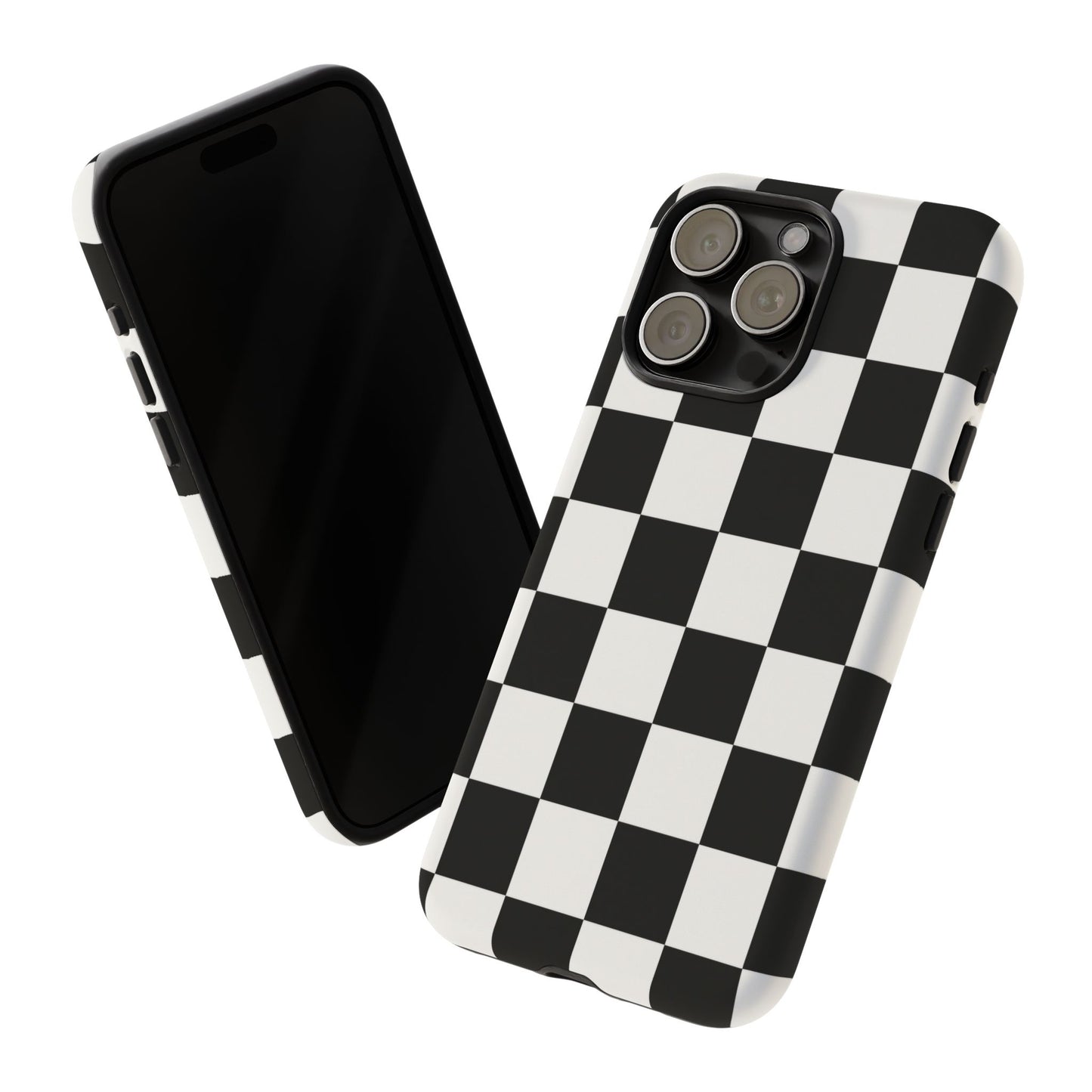 Black & White Checkerboard Phone Case – Classic Aesthetic Tough Protective Case