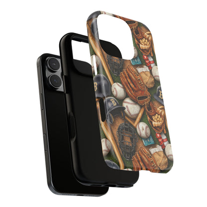 Baseball Gear Collage Phone Case – Vintage Baseball Equipment Sports Tough Case