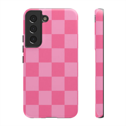 Pink Checkerboard Phone Case | Cute Aesthetic Checkered iPhone & Samsung Tough Case
