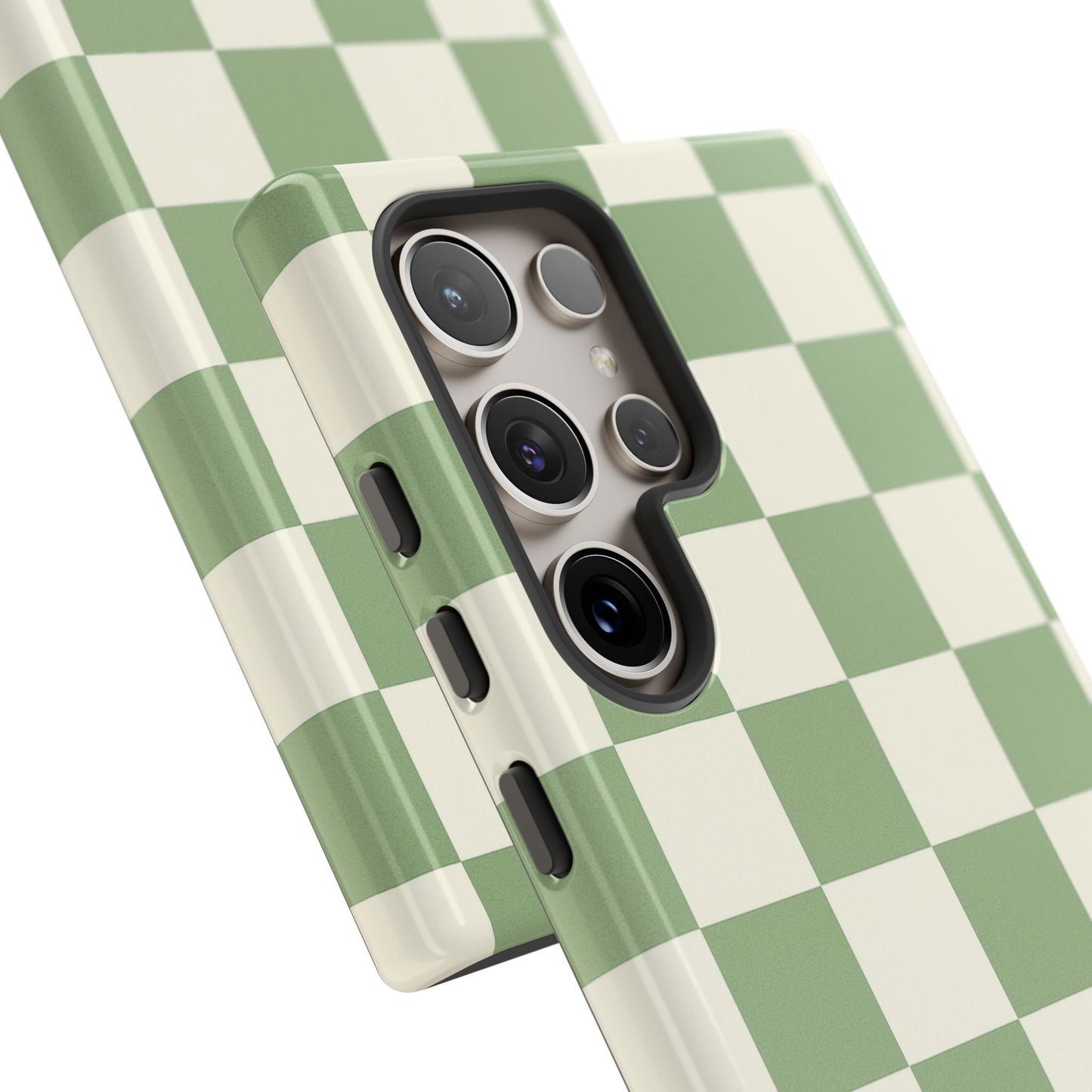 Sage Green Checkerboard Phone Case | Minimal Aesthetic Tough Case