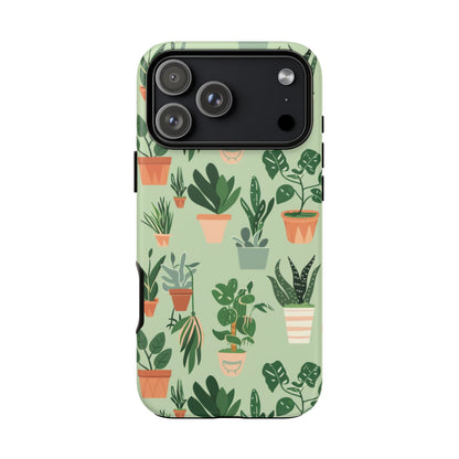 Plant Lover Phone Case | Cute Potted Plants Pattern | Botanical Aesthetic Tough Case