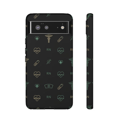 RN Nurse Phone Case – Minimal Medical Icon Pattern Healthcare Worker Tough Case