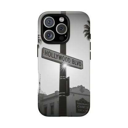 Hollywood Blvd Phone Case | Vintage Los Angeles Street Sign | Black & White LA Aesthetic