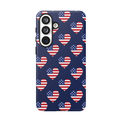 Patriotic American Flag Heart Phone Case – Tough Shockproof, USA Stars & Stripes for Iphone, Samsung Galaxy and Pixel