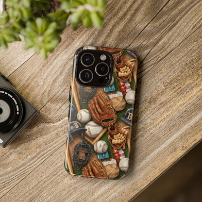 Baseball Gear Collage Phone Case – Vintage Baseball Equipment Sports Tough Case