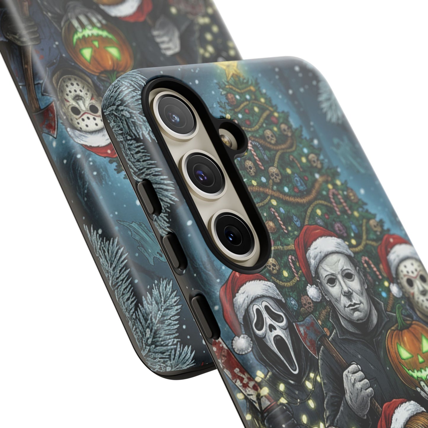 Christmas Horror Phone Case – Festive Slasher Collage Tough Case (iPhone, Samsung, Pixel)