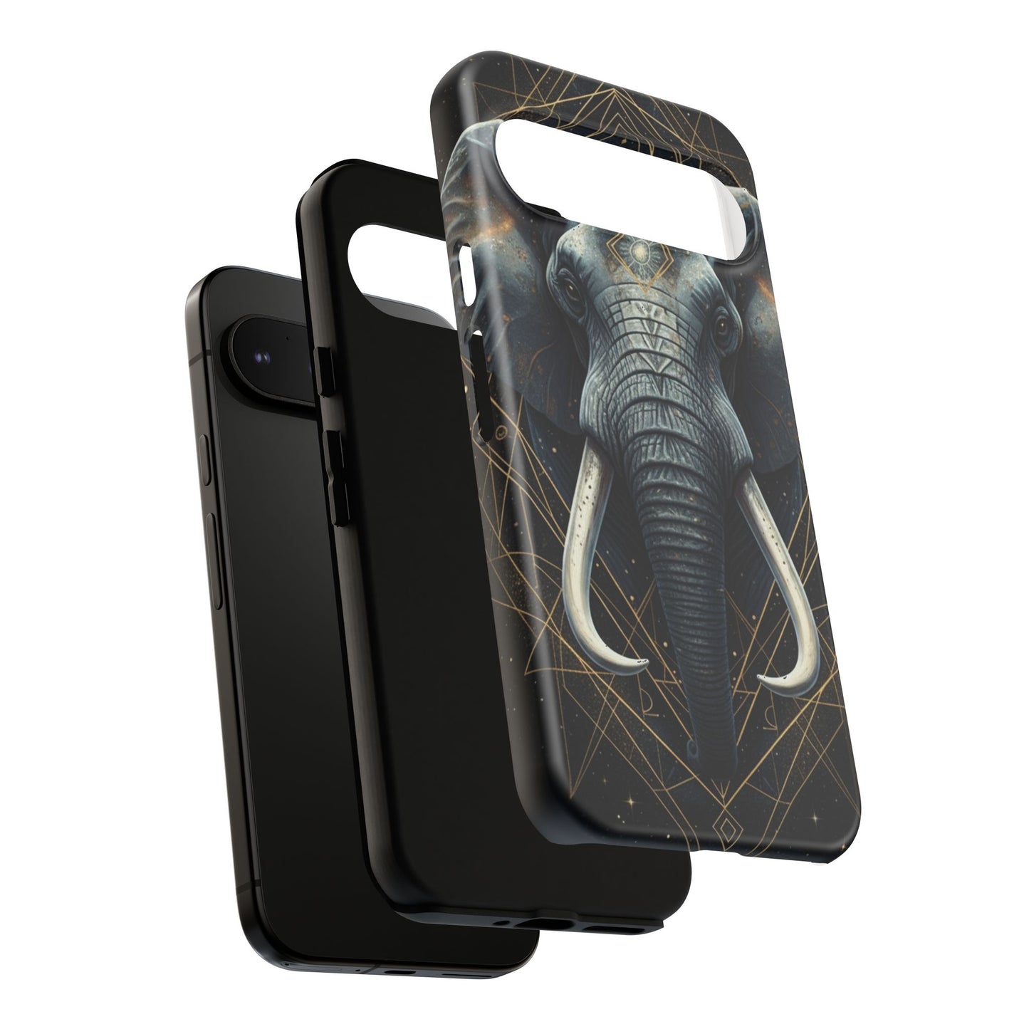 Elephant Mandala Phone Case – Black and Gold Spiritual Elephant Tough Protective Case