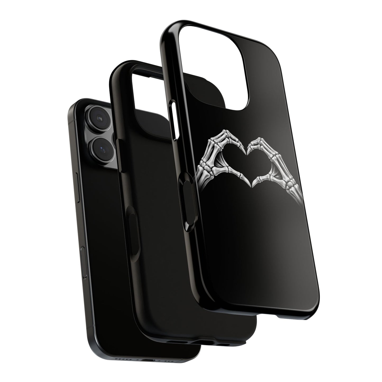 Skeleton Hands Heart Phone Case | Gothic Black Protective Cover