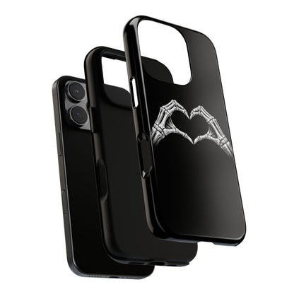 Skeleton Hands Heart Phone Case | Gothic Black Protective Cover