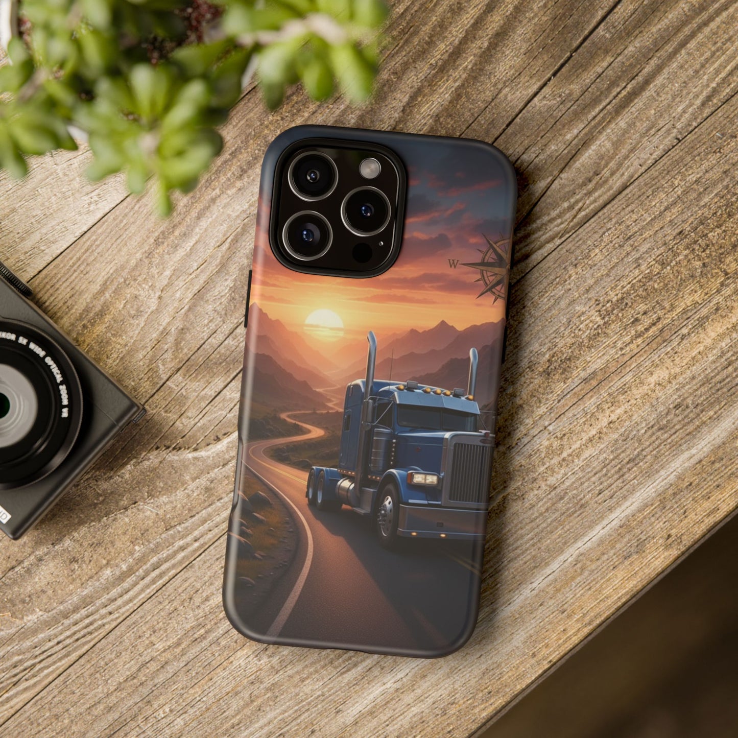 Semi Truck Sunset Phone Case | Trucker Gift | Diesel Truck Highway Road iPhone & Samsung Tough Protective Case