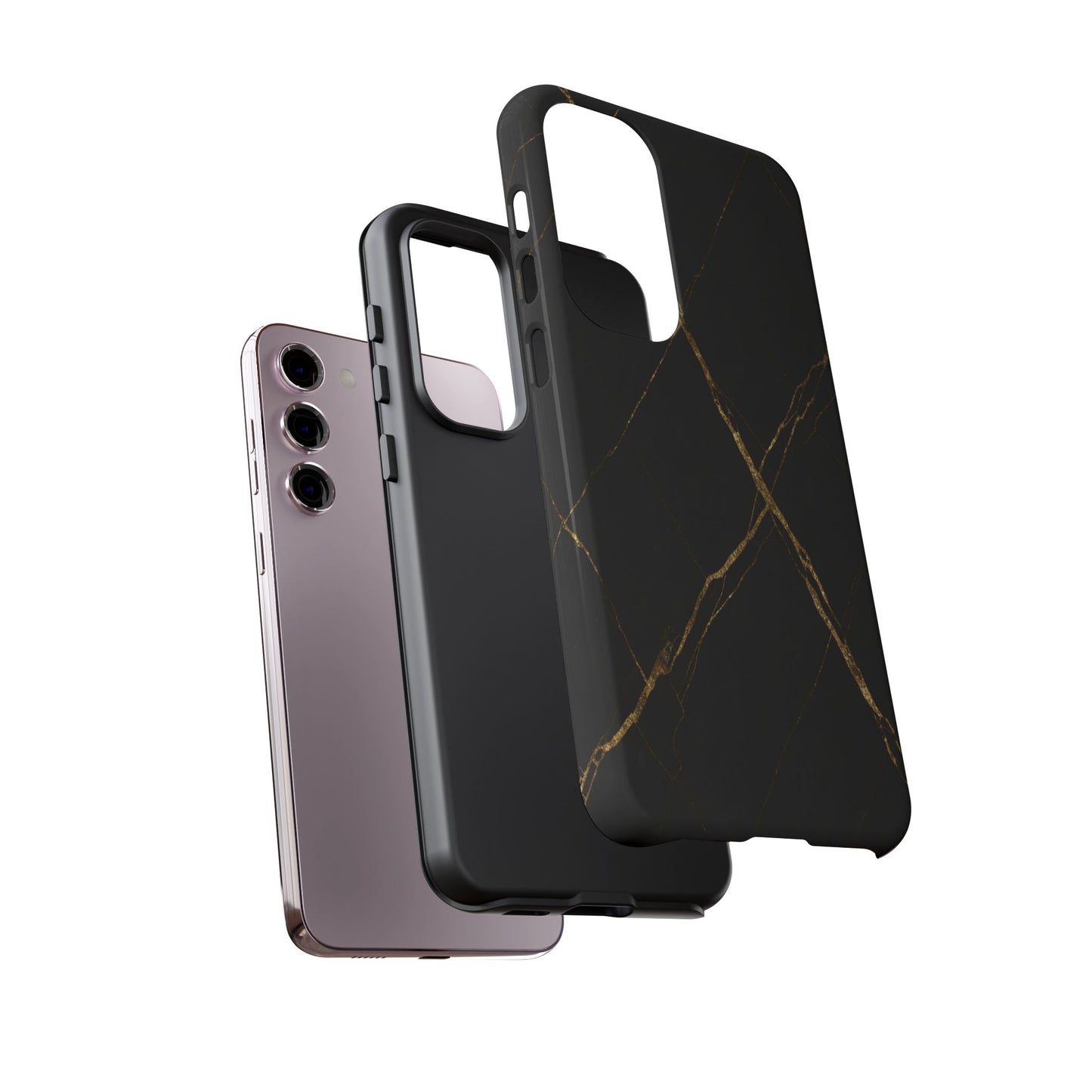 Black Marble Phone Case with Gold Veins – Luxury Minimal Aesthetic Tough Case