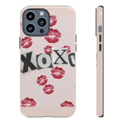 XOXO Kiss Print Phone Case | Coquette Valentine Aesthetic | Cute Pink Lipstick Kiss Tough Case for iPhone & Samsung