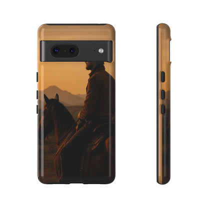 Western Cowboy Sunset Phone Case | Horse Rider Desert Aesthetic Tough Protective Case