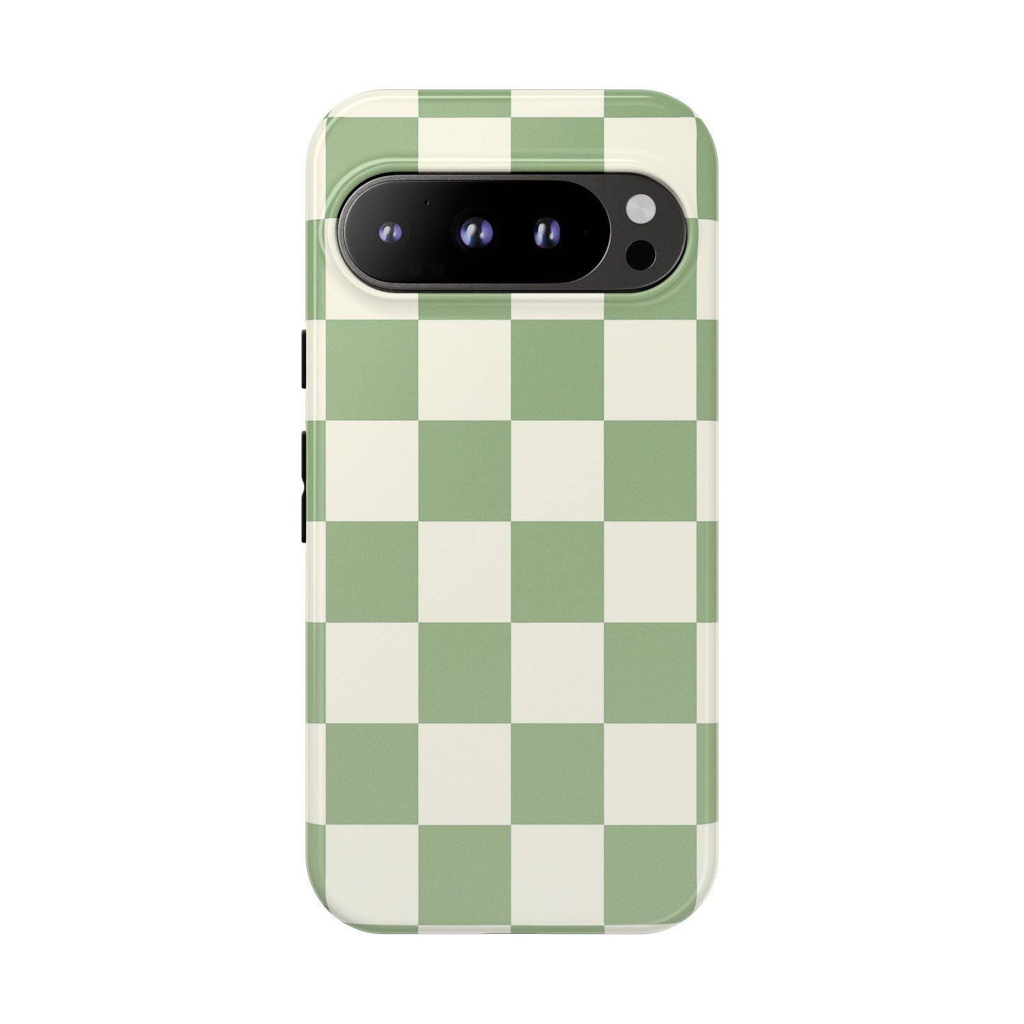 Sage Green Checkerboard Phone Case | Minimal Aesthetic Tough Case