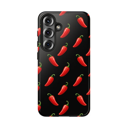Spicy Chili Pepper Phone Case – Black Cute Hot Pepper Tough Cover for Iphone, Samsung Galaxy and Pixel