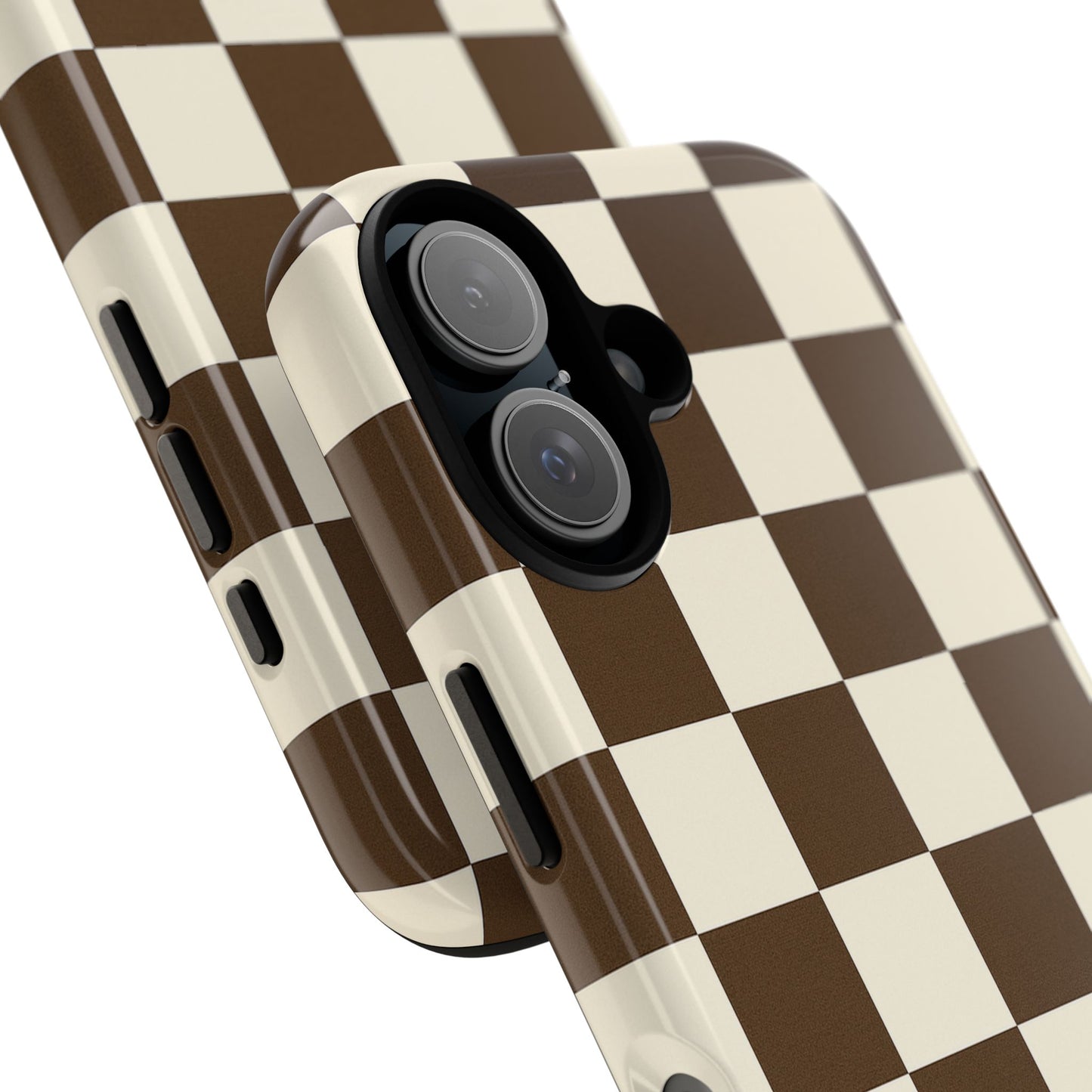 Mocha Checkerboard Phone Case | Neutral Aesthetic Tough Case